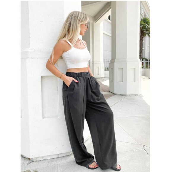Free People Black Wide-Leg Trousers - Picture 3 of 15
